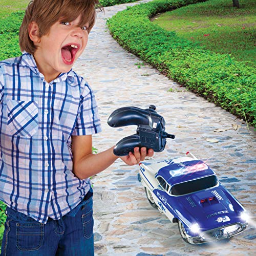 Top Race Remote Control Police Car Toy, RC Car para niños, Regalo para niños de 2 a 9 años | Luces y Sonidos | Neumáticos de Goma, Regalo Resistente del Juguete del Coche de policía de RC