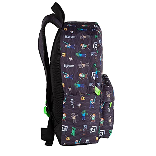 Toy Bags- Minecraft Negra Estampada Juguetes, Multicolor, Grande (T433-834)