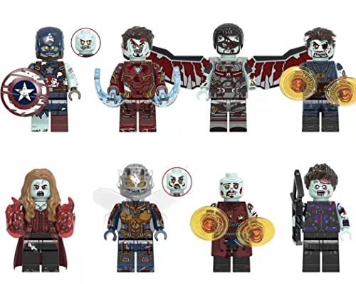 Toy Marvel Avengers Superhéroes Capitán América, Iron Man, Halcón, Doctor Strange, Hawkeye, Wong, Avispa, Bruja Escarlata - Figuras Fit Lego (set W - (8 juguetes))