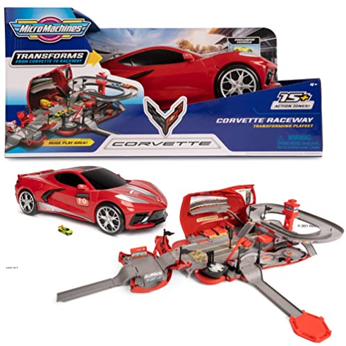 Toy Partner- Coche Micromachines Corvette Raceway, Convertible en playset, Multicolor (MMW0173)