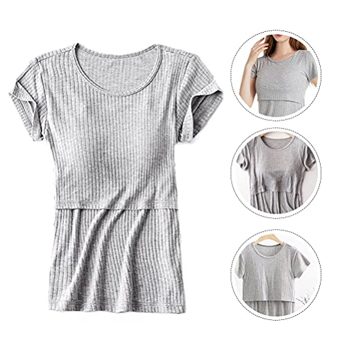 TOYANDONA 1pc Maternity Lactancia Materna Chaleco prenatal posparto Pajama ( Gray )