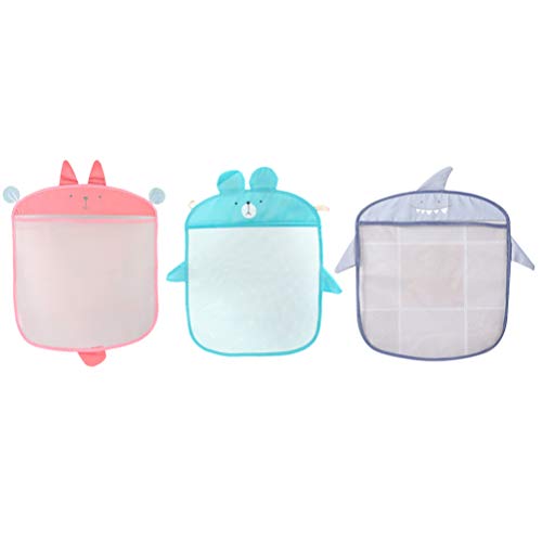 TOYANDONA 3Pcs Baño Organizador de Juguetes Bañera Bañera Juguetes Titular Bolsas de Almacenamiento para Bebés Y Niños Pequeños (Rosa Azul Gris)