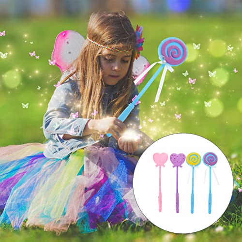 TOYANDONA 4 Unids Luminoso Fairy Wand Stick Glow Glow Sticks Princess Wand Toy Princess Wand Cutelollipop Hada Fairy Wand Angel Wand para Halloween Princess Party Supplies Goodie Bolsas