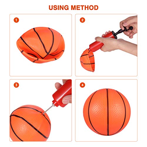 TOYANDONA Mini Pelota de Baloncesto de Piscina de 4 Pulgadas 3 Pelotas Inflables de Baloncesto de Goma para Niños Pequeños Niños Juego Deportivo de Playa Al Aire Libre con Bomba (Color Rojo