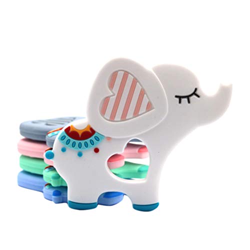 TOYANDONA Mordedor de Silicona en Forma de Elefante Juguete para La Dentición del Bebé para Baby Shower Fiesta Favor Regalo (Blanco)