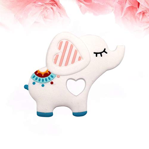 TOYANDONA Mordedor de Silicona en Forma de Elefante Juguete para La Dentición del Bebé para Baby Shower Fiesta Favor Regalo (Blanco)