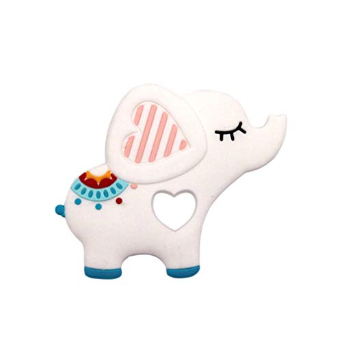 TOYANDONA Mordedor de Silicona en Forma de Elefante Juguete para La Dentición del Bebé para Baby Shower Fiesta Favor Regalo (Blanco)