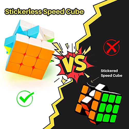 TOYESS Cubo de Velocidad Set, Speed Cube 3x3 Clásico + Cubo Mágico 2x2x2, Rompecabezas Juguetes & Regalo de Navidad para Niños & Adulto, Stickerless (2 Pack)