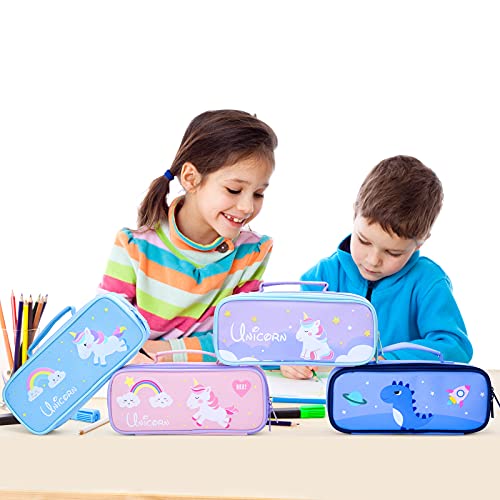 TOYESS Estuche Escolar Unicornio, Grande Portátil Caja de Papelería y Maquillaje, Estuche Kawaii de Lápices para Niñas Niños Adolescentes Estudiantes Adultos Oficina (No Incluye Papelería) (Morado)