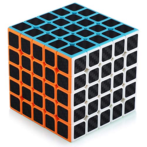 TOYESS Speed Cube Rompecabezas Cubo de Fibra de Carbono 5x5x5 Cubo Magico Liso Cubo de Velocidad Regalo para Adulto Niños,Negro