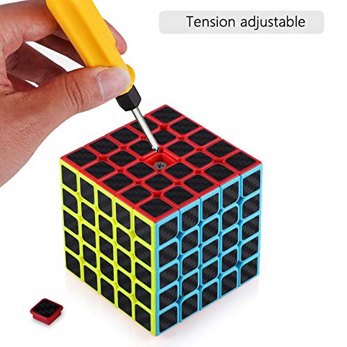 TOYESS Speed Cube Rompecabezas Cubo de Fibra de Carbono 5x5x5 Cubo Magico Liso Cubo de Velocidad Regalo para Adulto Niños,Negro