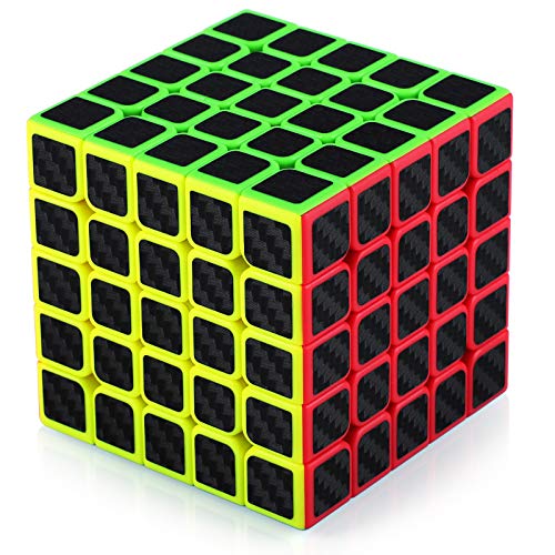 TOYESS Speed Cube Rompecabezas Cubo de Fibra de Carbono 5x5x5 Cubo Magico Liso Cubo de Velocidad Regalo para Adulto Niños,Negro