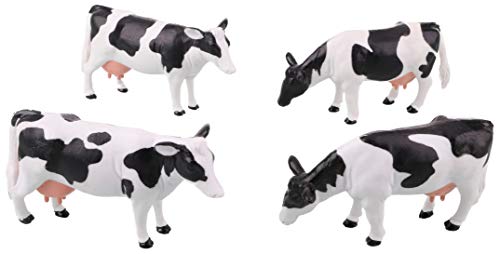 TOYLAND® Pack de 4 - Vacas de Ganado frisón a Escala 1:32 - The Farm Collection - Animales de Corral coleccionables