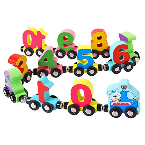 TOYMYTOY 1 Juego de Juguetes de Tren de Madera Número Magnético Tren Coche Juguetes Número Bloques de Construcción Montessori Juguete Educativo para Niños Pequeños Aprendizaje Conteo