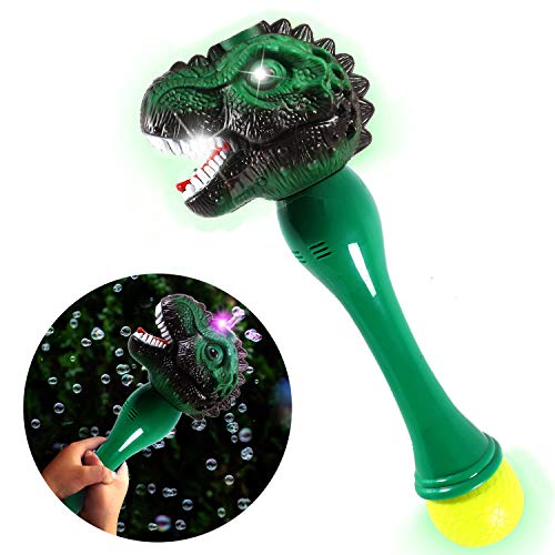 Toyssa Pompas de Jabon Dinosaurio Máquina de Burbujas con Luces y Música Automático Pistola de Burbujas Burbujas de Jabon Juguete Burbujas Verano al Aire Libre Juego para Niños Niñas