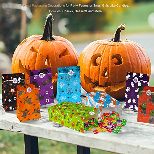 Toyvian Bolsas de golosinas de Halloween Bolsas de Dulces de Papel con Pegatinas para Decoraciones de Fiestas de Halloween, Paquete de 72