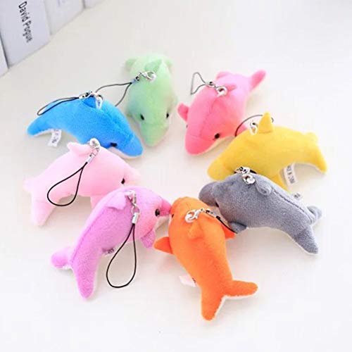 Toyvian Colgante de Peluche pequeño delfín Colgante de Peluche pequeño de la decoración del delfín para el teléfono del Bolso Clave - 5pcs (Color al Azar)