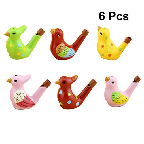 Toyvian Silbatos de Cerámica 6Pcs Silbatos en Forma de Pájaro de Agua Juguetes Artesanías Regalo de Cumpleaños para Niños para Bebé