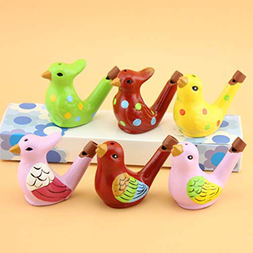 Toyvian Silbatos de Cerámica 6Pcs Silbatos en Forma de Pájaro de Agua Juguetes Artesanías Regalo de Cumpleaños para Niños para Bebé