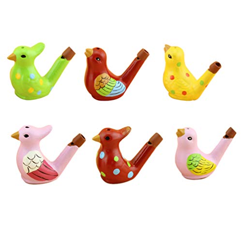 Toyvian Silbatos de Cerámica 6Pcs Silbatos en Forma de Pájaro de Agua Juguetes Artesanías Regalo de Cumpleaños para Niños para Bebé