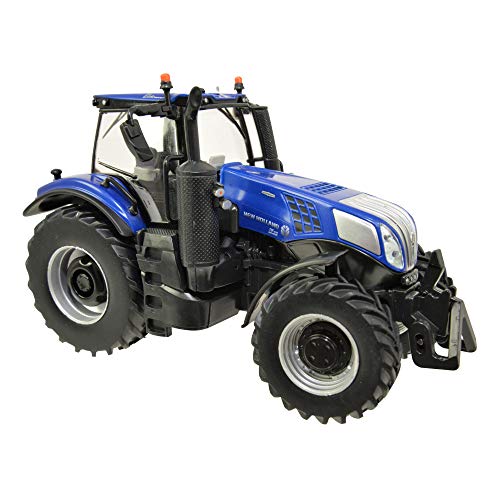 Tractor Tomy Britains New Holland T8.435 para niños con elevación hidráulica Trasera Regulable y Espejos Plegables, Tractor con Peso Frontal, Tractor para Jugar y coleccionar, a Partir de 3 años