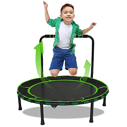 Trampolín para niños, Mini trampolín de 92 cm, trampolín para Interiores y Exteriores con asa y Cubierta Protectora, Trampolín Plegable Seguro y Duradero