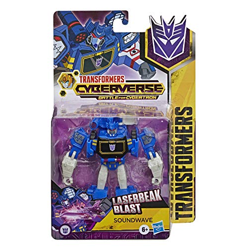 Transformers Bumblebee Cyberverse Adventures Warrior Class Figura de acción Soundwave Juguete, Movimiento de Ataque repetible, para Edades de 6 y más, 5.3 Pulgadas