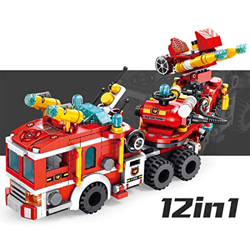 TRCS City Policía Juguetes de construcción, 557 piezas, 12 en 1, coche de bomberos de la ciudad, aviones de bomberos para coche de policía SWAT, bloques de construcción, compatible con Lego