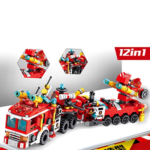 TRCS City Policía Juguetes de construcción, 557 piezas, 12 en 1, coche de bomberos de la ciudad, aviones de bomberos para coche de policía SWAT, bloques de construcción, compatible con Lego