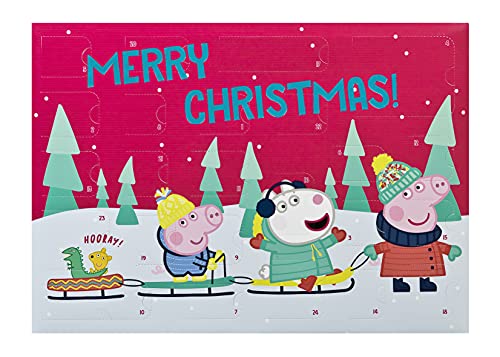 Trendhaus Undercover PIHP8024 - Calendario de Adviento para niñas y niños (24 artículos de papelería sorpresas, diseño de Peppa Pig, aprox. 45 x 32 x 3 cm + juego de 3 pegatinas)