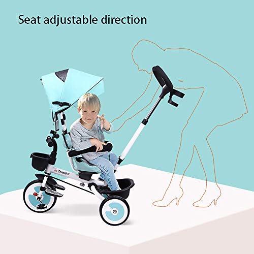 Triciclo para niños,1-6 años Bicicleta plegable Cochecito de bebé Cochecito de tres ruedas Asiento con dirección de control que se puede empujar Se puede ajustar hacia adelante y hacia atrás,rojo