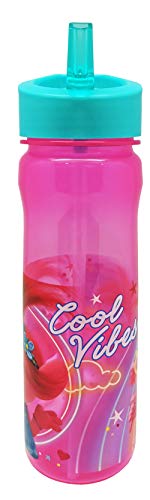 Trolls Polar Gear - Botella de agua reutilizable de 600 ml, sin BPA, diseño de arcoíris de neón para escuela, guardería y deportes, 23 cm de alto, polipropileno