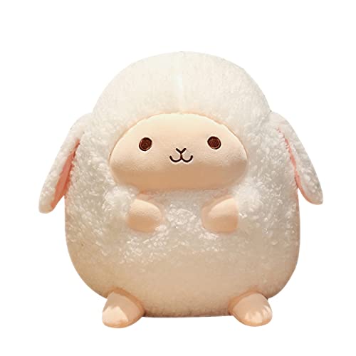 Tuelaly Adorables Juguetes De Peluche De Cordero Blanco, Lindo Animal De Peluche De Oveja, Almohada De Juguete, Cojín Suave para La Decoración del Hogar del Coche, Cumpleaños 23cm