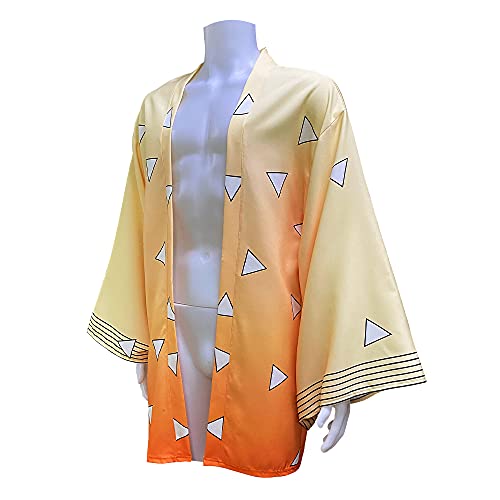 TUMUSKER Anime Cosplay Capa Disfraz Anime Tanjirou Zenitsu Tomioka Nezuko Kimono Chaqueta (Agatsuma Zenitsu, M)