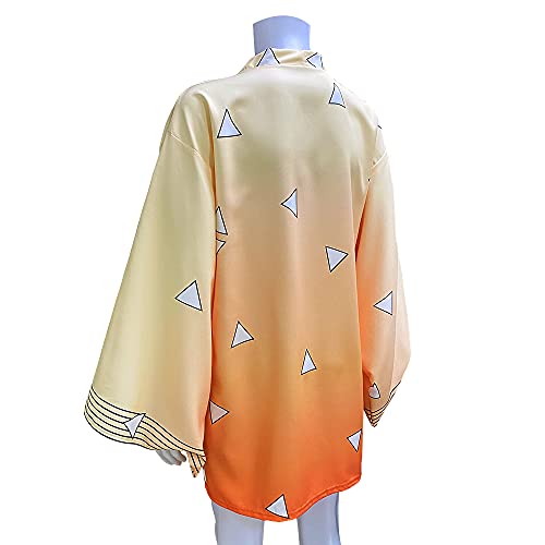 TUMUSKER Anime Cosplay Capa Disfraz Anime Tanjirou Zenitsu Tomioka Nezuko Kimono Chaqueta (Agatsuma Zenitsu, M)