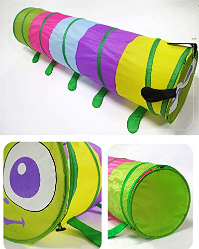 Túnel Infantil con Tienda de Gusano, Interior y Exterior, Pop Up,Tienda para niños plegable portátil con bolsa de transporte 1 one size