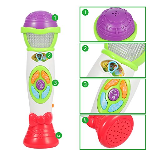 Twister.CK Kids Micrófono Juguete Cambiador de Voz, Juguetes de música para niños pequeños Micrófono - Grabar Reproductor con Sonajero Bebé con Luz Musical Karaoke Juguete de Navidad (Verde)