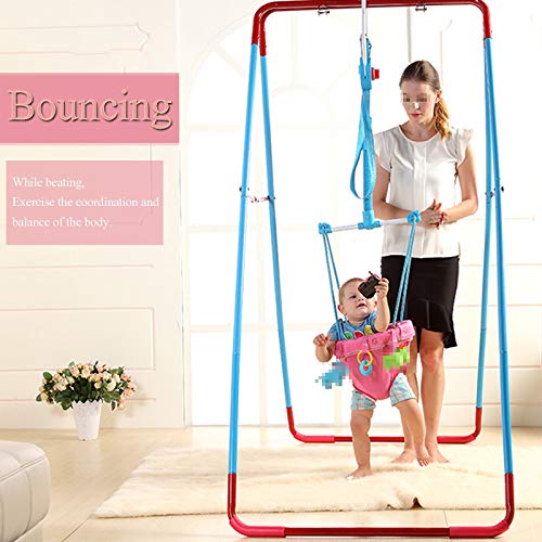 TWW Marco De Salto De Fitness para Niños con Columpio De Rebote para Niños, Rompecabezas De Bebé Coaxial De Interior, Silla Colgante De Juguete De Rebote,Púrpura,A