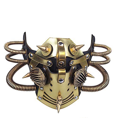 Ubauta Steampunk Máscara de cuero Máscara de cosplay Máscara de mascarada de remache punk-Oro