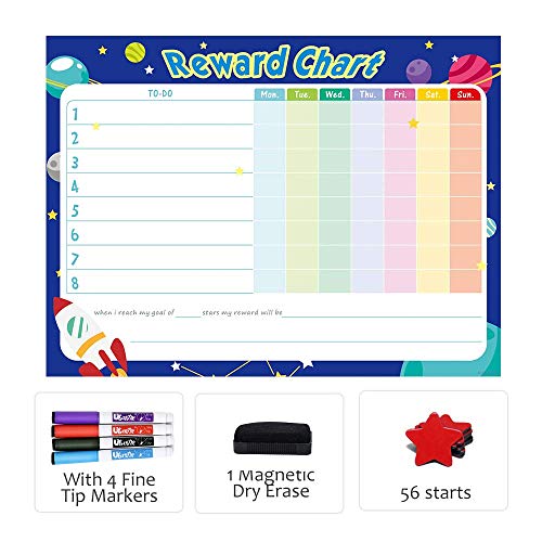 UCMD Calendario de horario, gráfico magnético para niños, tabla de comportamiento (40 x 30 cm-1)