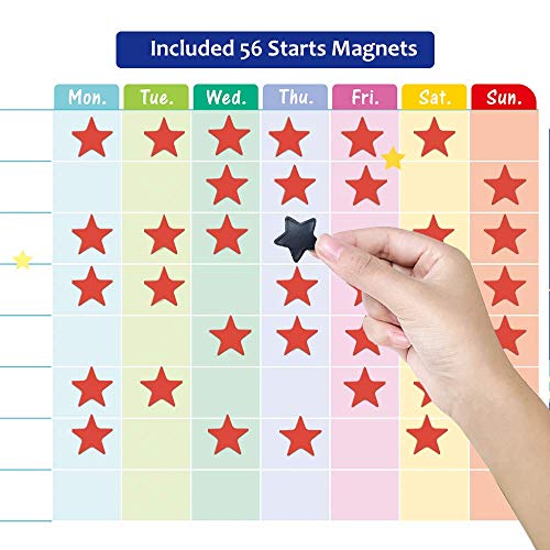 UCMD Calendario de horario, gráfico magnético para niños, tabla de comportamiento (40 x 30 cm-1)