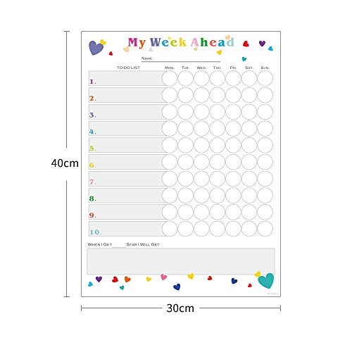 UCMD Calendario de tiempo Calendario: tabla de tareas magnéticas para niños, tabla de comportamiento (40 X 30 cm-2)