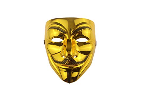 Udekit Hacker Máscara V para Vendetta Máscara Anónimo para Disfraz De Halloween Cosplay Accesorios Fiesta Props Oro