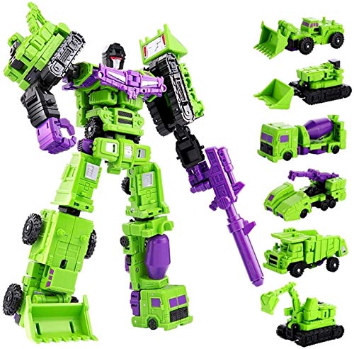 UIGJIOG Transformers Modelo de Juguete para niños 6 en 1 Modelo Defensor Devensor Devastator Automation Figure Robot Toy Plastic Toy,Verde