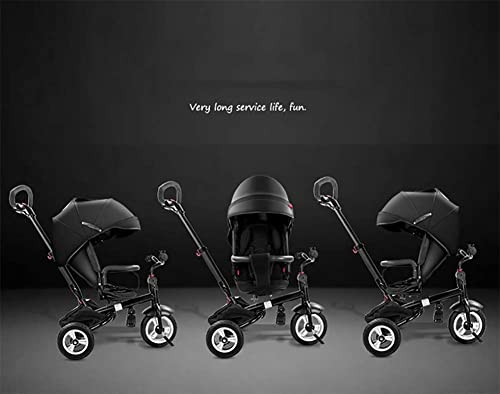 UKUOFL Baby Trike Asiento Giratorio de 360 ​​° 4 en 1 Triciclo para niños con sombrilla y Varilla de Empuje, Ajuste de 12 Meses a 6 años/Negro s para niños de 1 a 3 años Happy House