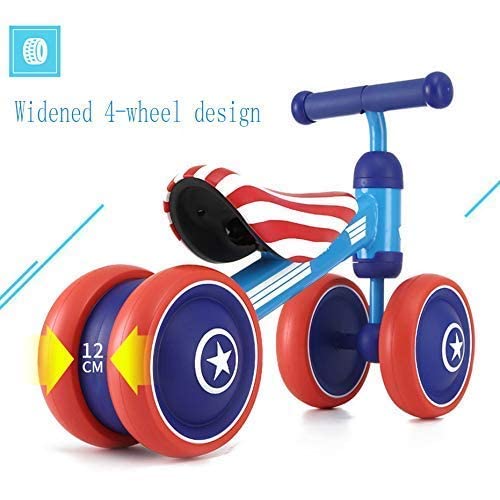 UKUOFL Bicicleta de Equilibrio para bebés Trike, Andador para niños pequeños de 1 a 3 años sin Bicicleta de Pedales Marco de Acero al Carbono para niños pequeños Giratorio 135 °, Rojo Happy House