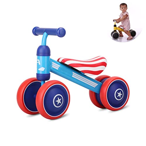 UKUOFL Bicicleta de Equilibrio para bebés Trike, Andador para niños pequeños de 1 a 3 años sin Bicicleta de Pedales Marco de Acero al Carbono para niños pequeños Giratorio 135 °, Rojo Happy House