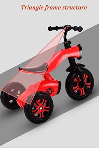 UKUOFL Niños con Rueda Trasera Desmontable, triciclos Deportivos para niños, Coches de Pedales con Altavoces de música, Scooters de Juguete para niños de 3 a 6 años (Color: Rojo) Happy House