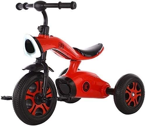 UKUOFL Niños con Rueda Trasera Desmontable, triciclos Deportivos para niños, Coches de Pedales con Altavoces de música, Scooters de Juguete para niños de 3 a 6 años (Color: Rojo) Happy House