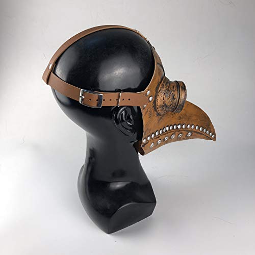 Ulalaza Peste Doctor Máscara Cuero de PU Nariz Larga Pico de pájaro Steampunk Halloween Cosplay Accesorios de Fiesta Disfraz